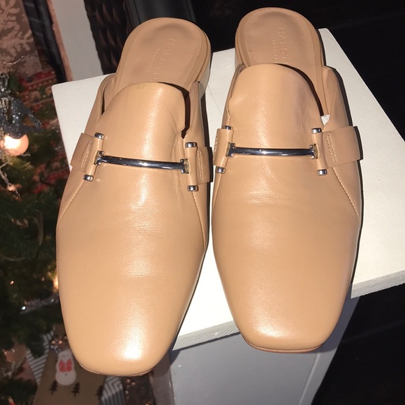 Halston Horsebit Tan Leather Mule Loafer - Picture 2 of 8